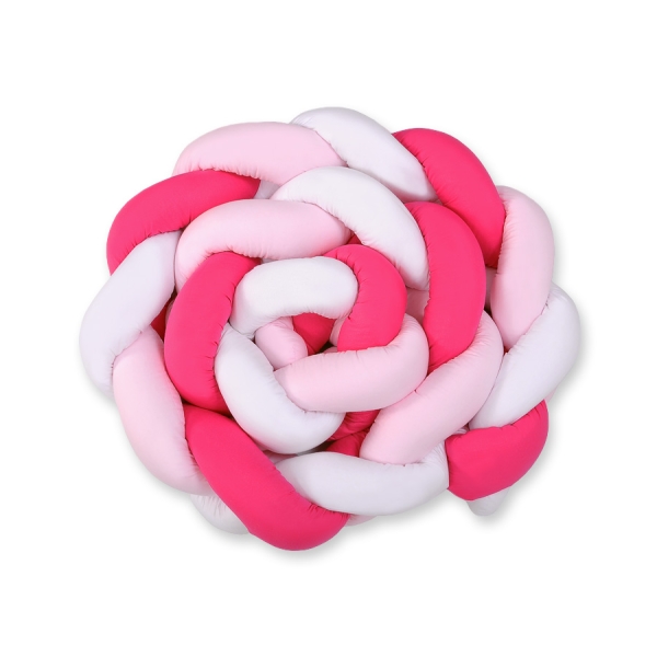 Tour de Lit Tressé pour Bébé 3,6m Rose Blanc