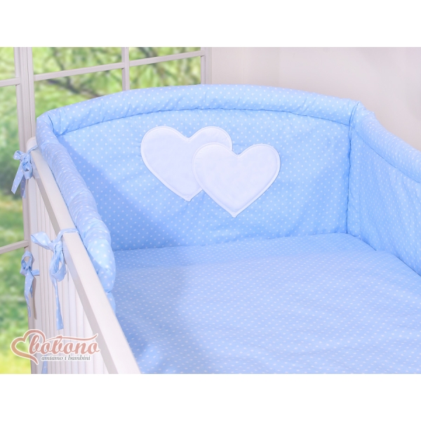 Tour de Lit Universel pour Lit Bébé a Barreaux Bleu à Pois Cœurs