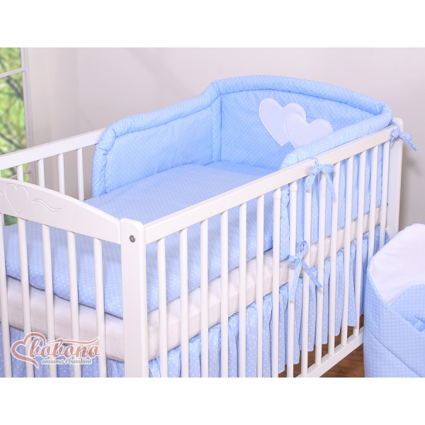 Tour de Lit Universel pour Lit Bébé a Barreaux Bleu à Pois Cœurs
