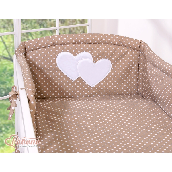 Tour de Lit Universel pour Lit Bébé a Barreaux Brun à Pois Cœurs