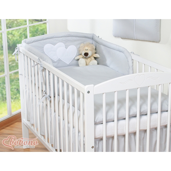Tour de Lit Universel pour Lit Bébé a Barreaux Gris Cœurs