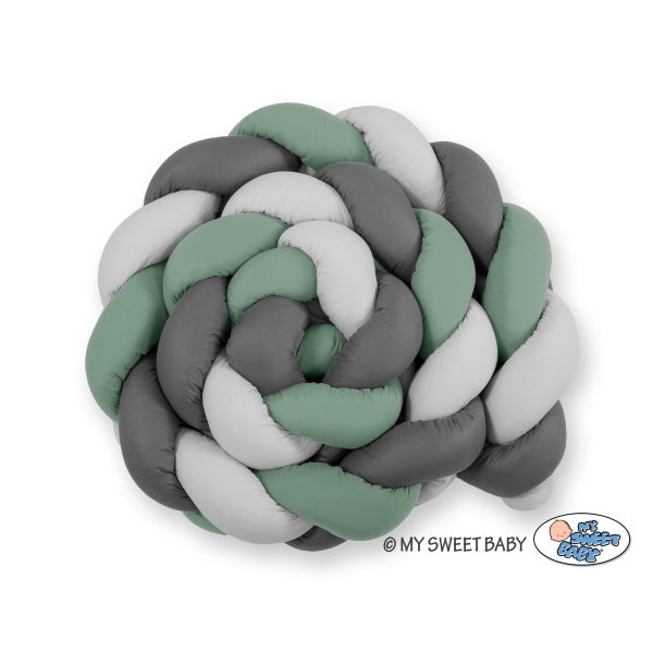 Tressé Tour de Lit Extra épais à Long Gris Vert Pastel Anthracite