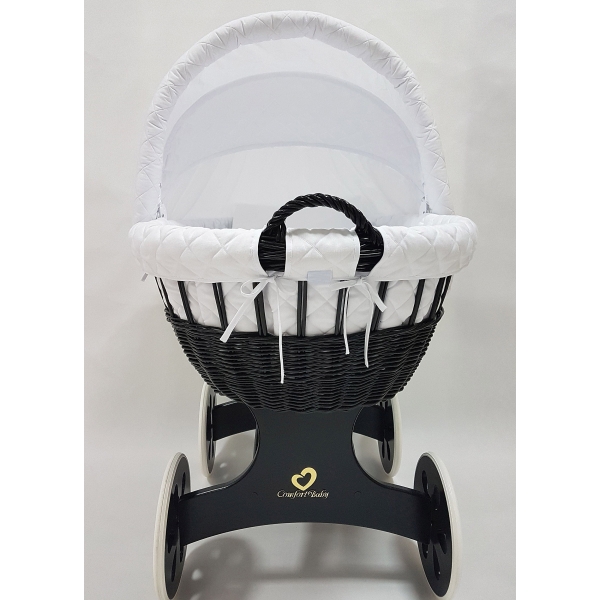 Habillage couffin osier - capote XL - blanc