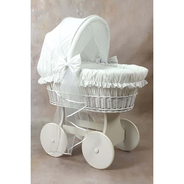 Habillage grande taille berceau en osier coton doux Blanc