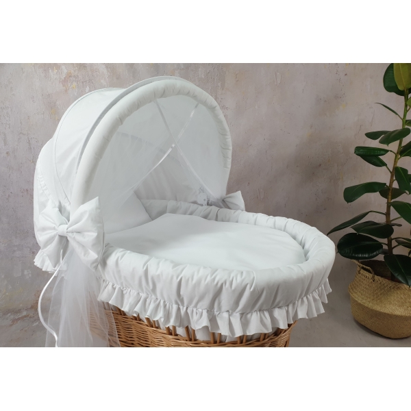 Habillage XL berceau en osier bébé grande taille textile set Blanc