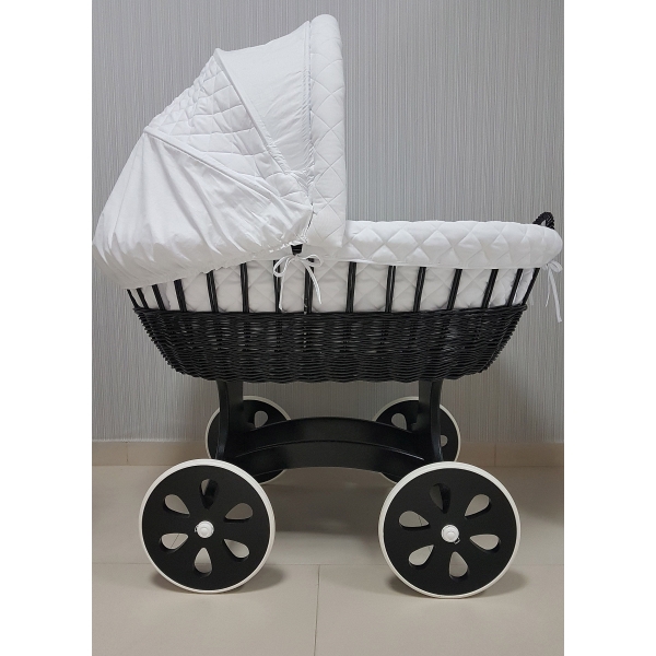 Housse pour couffin en Osier avec Capote XL Blanc