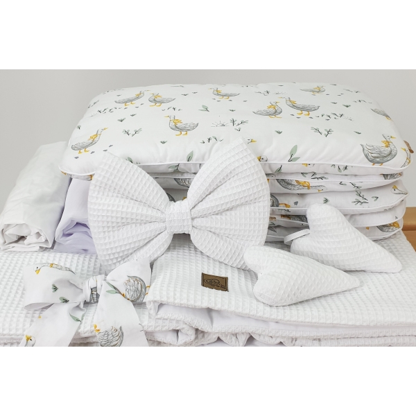 Linge de berceau osier Waffle nid d’abeille Blanc