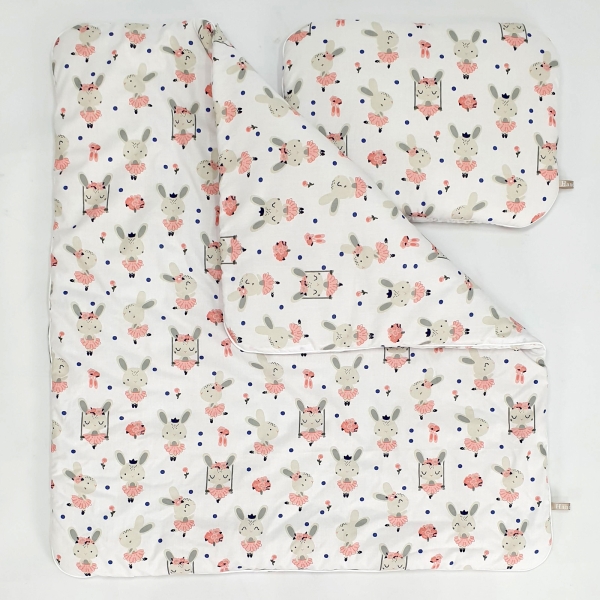 Linge de lit Berceau Rotin Lapins fille Bébé