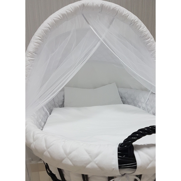 Parure  Berceau Osier XL – Habillage Matelassé avec Moustiquaire