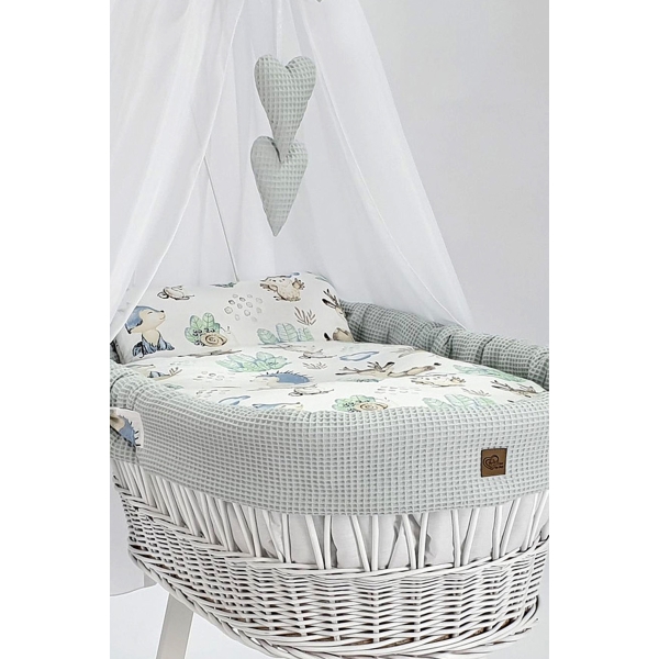 Set de linge de lit pour berceau en osier coton gaufre XXL