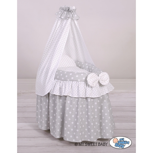 Berceau en osier pour poupées avec voile