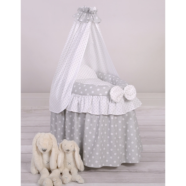 Berceau en osier pour poupées avec voile