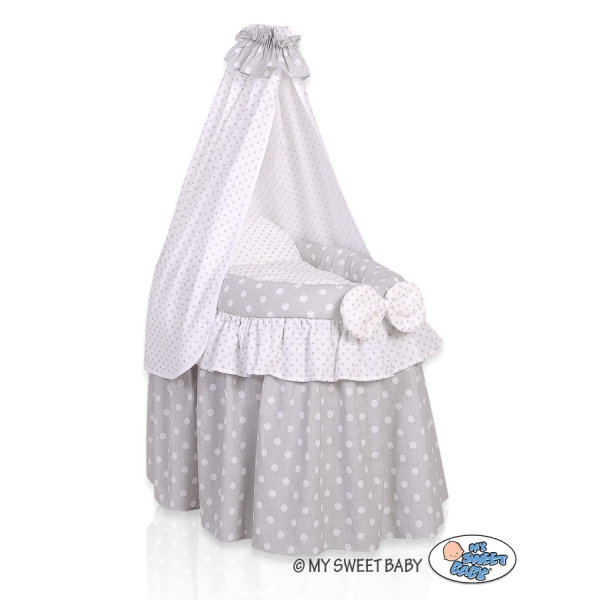 Berceau en osier pour poupées avec voile