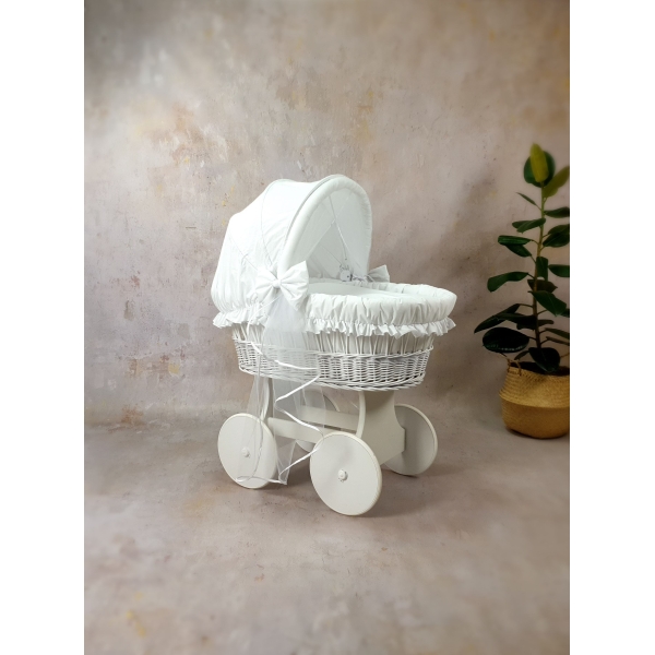 Textile set bébé pour berceau en osier avec moustiquaire