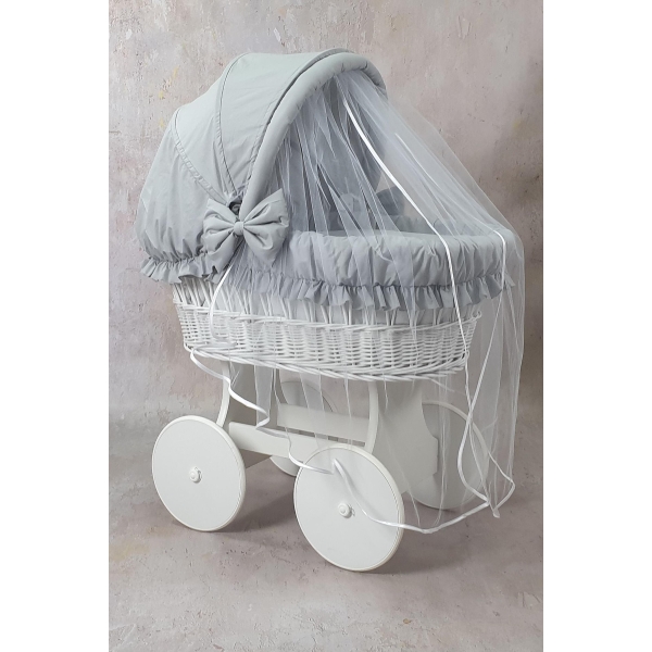 Textile set XL pour berceau en osier avec moustiquaire bébé